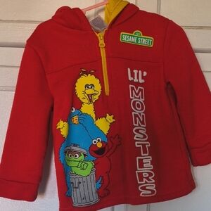 Sesame Street Red & Yellow Kids Hoodie with Lil' Monsters Graphic